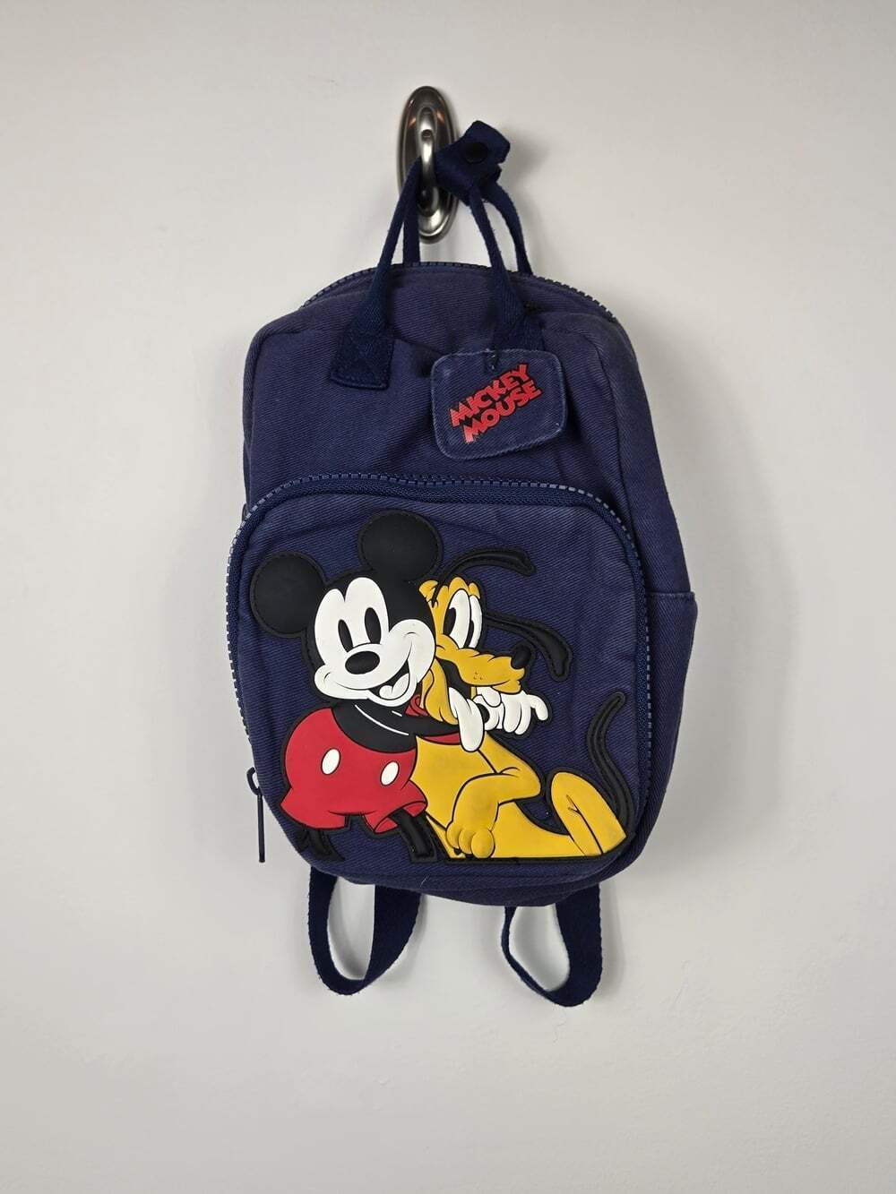 Zara Disney Baby Mickey Mouse Pluto Mini Backpack Navy Blue Kids Bag 10x8x4